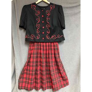 NWT Lady Dorby Black Red Pleated Skirt Outfit Womens Size 16W